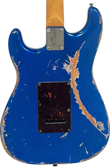 Vintage V6pu0012 Proshop Einzigartige Elektrische Gitarre Abgenutztes Metallisches Blau