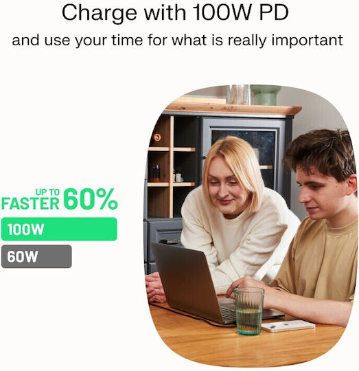 Green Cell USB 2.0 USB-C Male - USB-C 100W PD White 1.2m KABGC100PF120SW