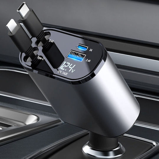 SPV Car Charger 120W 2.4A Fast Charging with Ports 1xUSB-A 1xType-C with Lightning / Type-C Cable