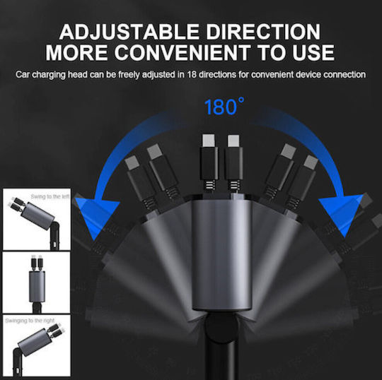SPV Car Charger 120W 2.4A Fast Charging with Ports 1xUSB-A 1xType-C with Lightning / Type-C Cable