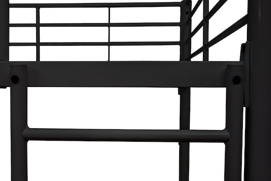 Pat Pentru Copii Cușetă Single Negru Pentru Saltea 90x190cm