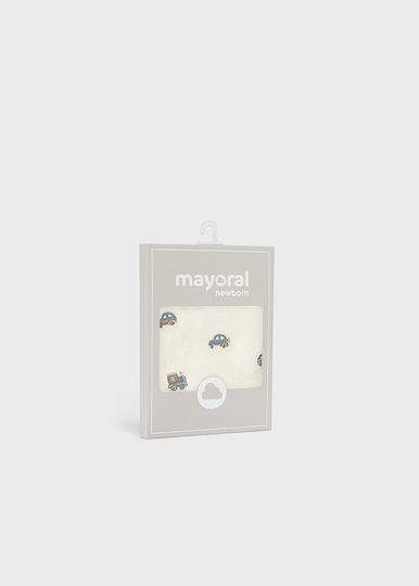 Mayoral Set of 2 Baby Bibs Ecru Blue 16-09137-054 9137