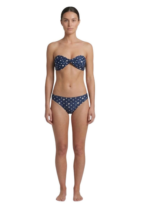 Sea Side Strapless Bikini Top Navy