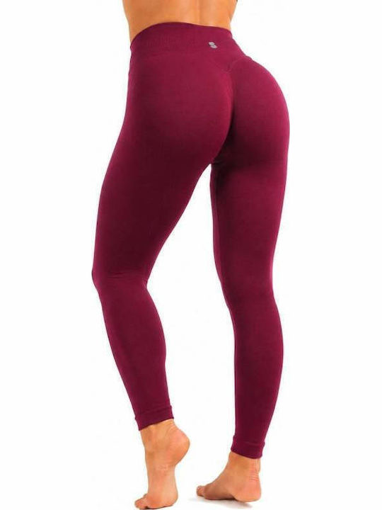 Training Women's Leggings High Waist & Push Up Burgundy Maroon