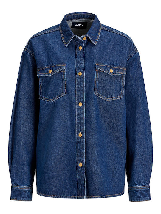 Дамска Дънкова Риза С Дълъг Ръкав Син Denim