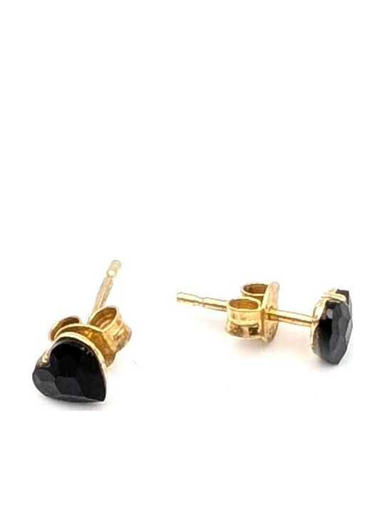Grekas Stud Earrings Made of Gold Plated Silver Black Earrings
