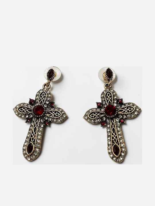 Red Dangle Earrings with Stones