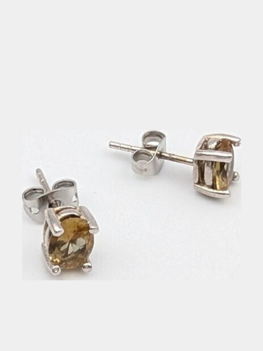 Grekas Silver Stud Earrings with Stones