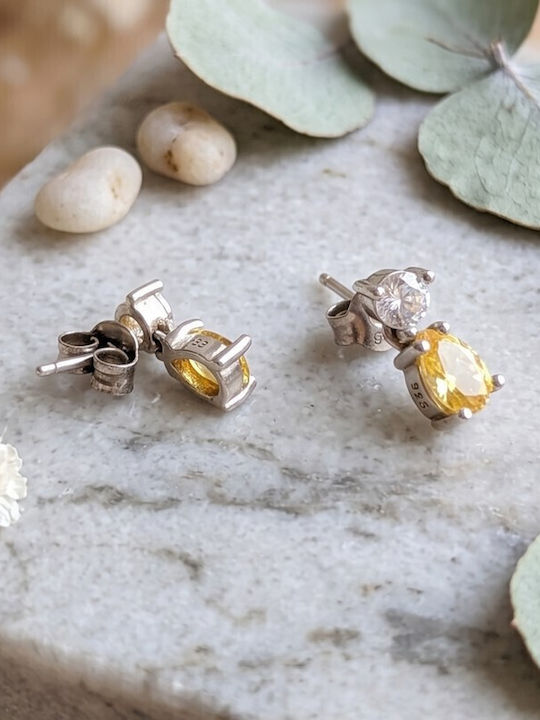 Grekas Silver Gold Plated Dangle Earrings with Stones Grekas Silver Gold Plated Dangle Earrings with Stones
