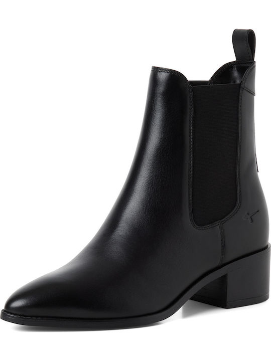 Leder Damen Chelsea-Stiefel Schwarz