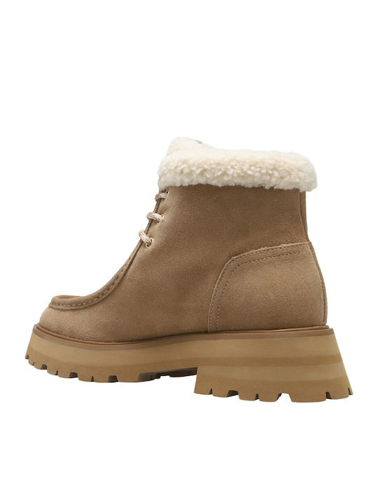 Leder Damen Stiefeletten Beige