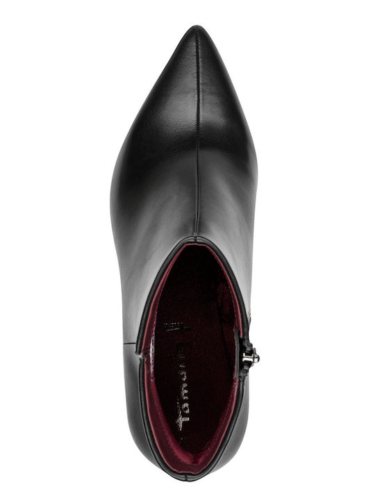Leder Damen Stiefeletten Knöchel mit Mittelhohem Absatz Schwarz