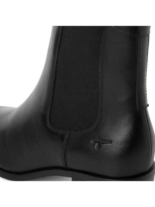 Leder Damen Chelsea-Stiefel Schwarz