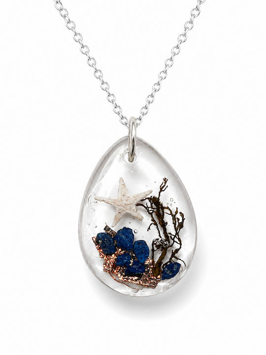 Elle Halskette mit Träne-Design aus blauer Harz