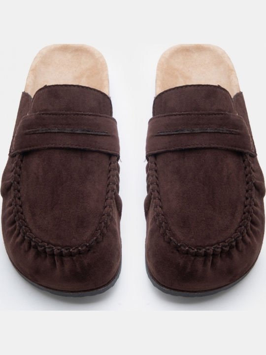 Flat Suede Mules σε Καφέ Χρώμα