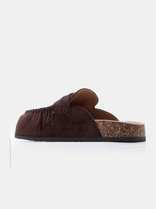 Flat Suede Mules σε Καφέ Χρώμα