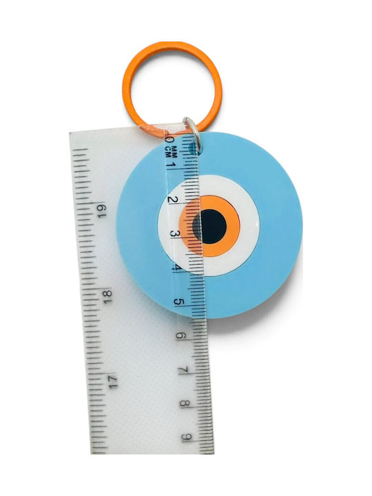 Plexilab Schlüsselanhänger Rund Auge Hellblau-Orange Matt Pastell Plexiglas Unisex