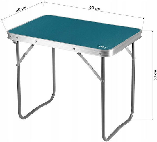 Nils Masă de aluminiu pentru camping pliabilă 60x40x50cm albastră