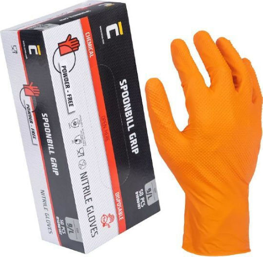 Cerva Nitrile Gloves Powder Free in Orange Colour 50 Pieces