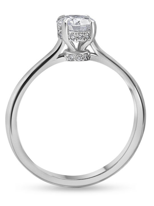 Etho Messina Single Stone Ring In 14K White Gold With Diamond