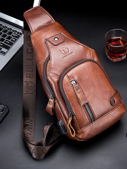 Leder Herren Tasche Schulter Crossbody Braun