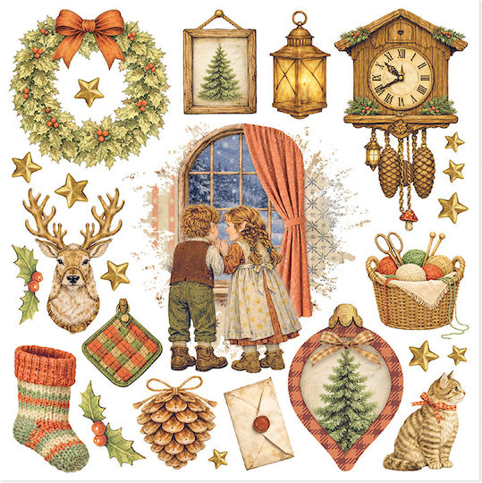 Албум Халкомании Комплект Rub-on 15.5×15.5см Stamperia Silent Night