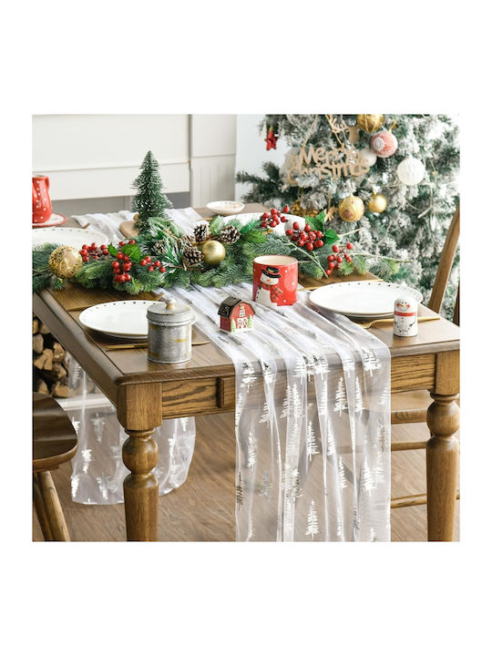 Artoid Mode Weihnachtliches Tischgeschirr & Weihnachtlicher Schmuck Set Tischtuch Läufer Bäume 300x70cm 6 Stück