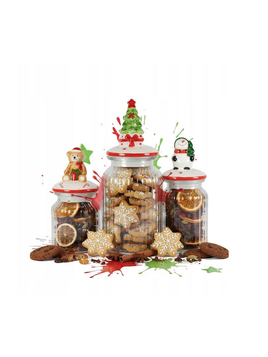 Bimberek Weihnachtliches Tischgeschirr Bimberek Glas Vase Mit Fleckabweisenden Weihnachtsbäumen Breite 11cm 1000ml 3 Stück