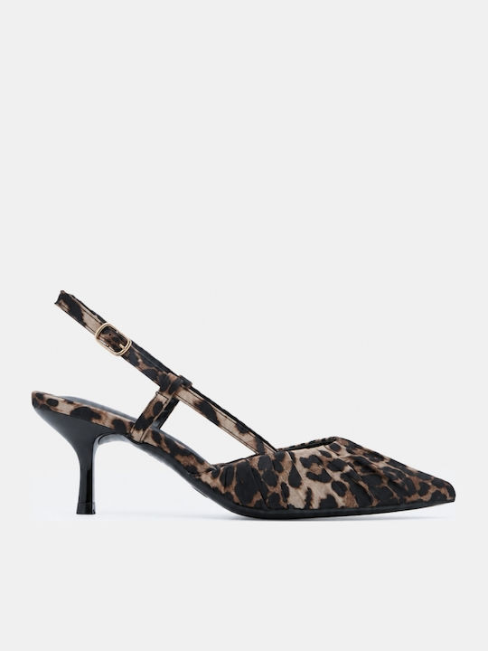 Μυτερές Γόβες με Μεσαίο Τακούνι Animal Print