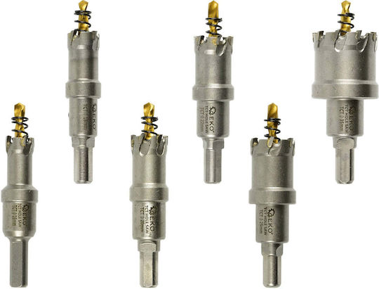 Set Hole Saws Tct Metal 16-35mm Titanium Drill Guide 6pcs Geko