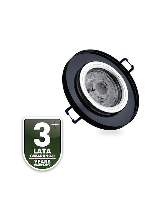 Потолочно Осветително Тяло Led Халоген Стъкло Gu10 Mr16 Фиксирано Кръгло Ariel Черно