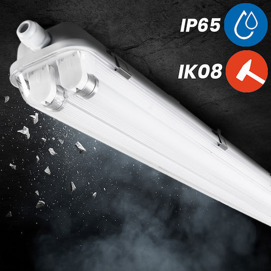 Лампа С Вграден LED Водоустойчива Устойчива На Прах 120см 2x T8 G13 Ip65 Осветена