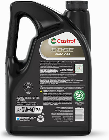 Ulei de Motor Full Sintetic Castrol Edge Euro Car 0W-40 A3/B4 4,73 L – Fabricat în SUA
