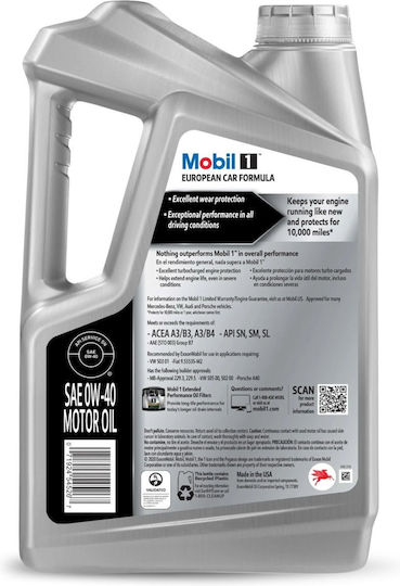 Ulei de motor full sintetic Mobil 1 FS European Car Formula 0W-40 4,73 L Fabricat în SUA