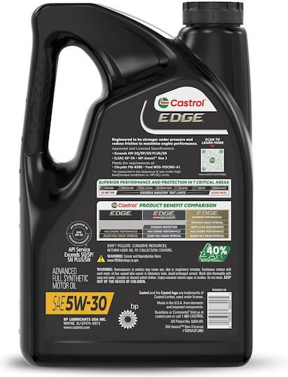 Ulei de motor full sintetic Castrol Edge 5W-30 4,73 L Fabricat în SUA