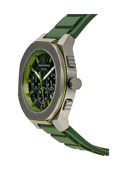 Armani Exchange Damenuhr Batterie mit grünem Gummiarmband