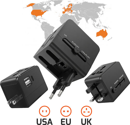 Linq International Power Strip Charger 1440w 2 USB USB-C 15w Черен