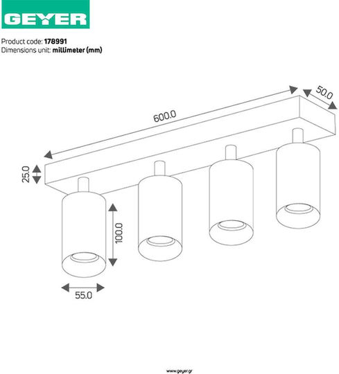 Geyer Spot mit 4 Lichtern und mit Fassung GU10 in Weiß Farbe Geyer Spot mit 4 Lichtern und mit Fassung GU10 in Weiß Farbe