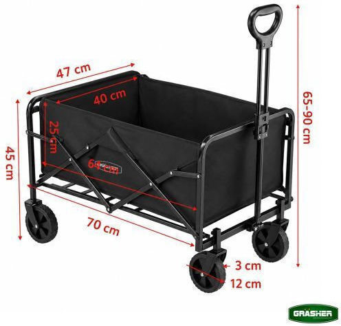 Grasher Транспортна Количка FT1560 Сгъваема За Товар До 150кг В Черен Цвят