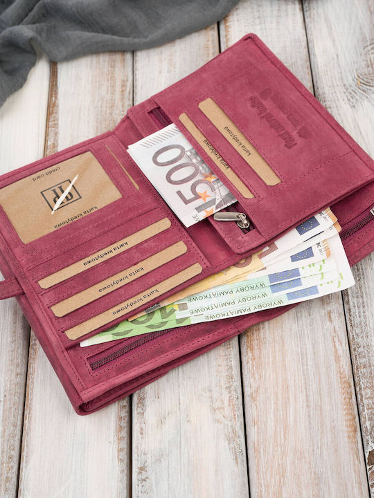 Large Leather Women's Wallet with RFID Pink