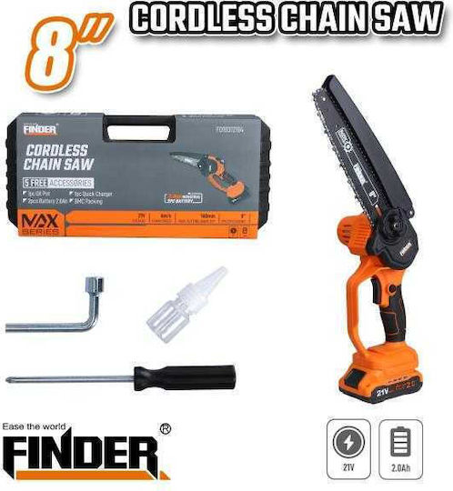 Finder Battery Chainsaw 2x2Ah 21V with Blade 20.32cm