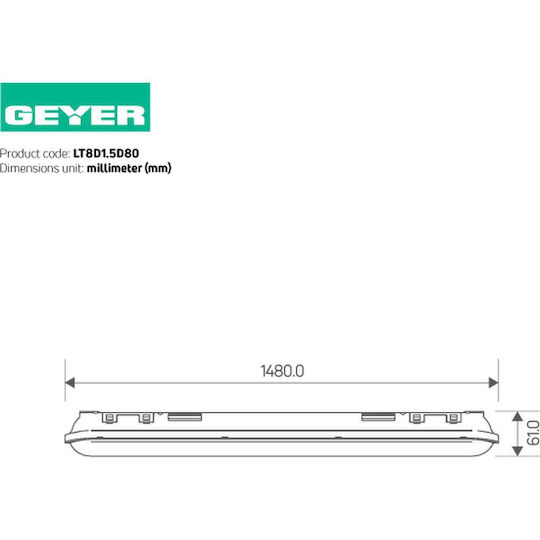 Geyer Φωτιστικό Σκαφάκι Außenbereich 80W 148cm