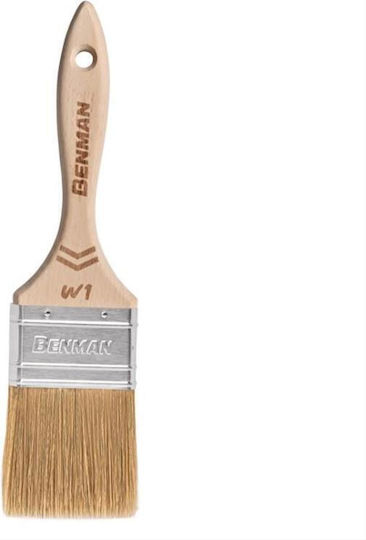 Benman Semi Double Brush W1 White Hair Wooden Handle 30mm Benman