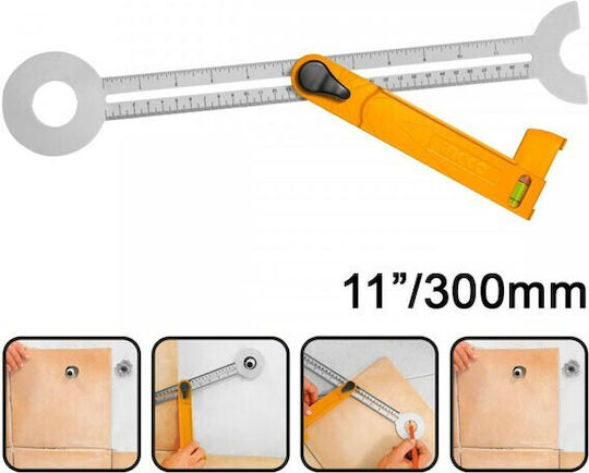 Ingco Carpenters Plastic Angle Ruler with Spirit Level 30cm