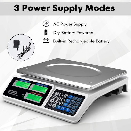 Electronic Retail Scale with Weighing Capacity of 40kg and Division 200gr