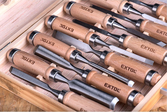 Set Dălți Sculptură 200mm 8812405 Cutie Din Lemn Hrc 58-60 12 Bucăți