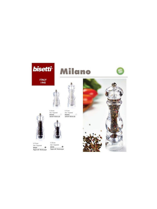 Bisetti Milano Χειροκίνητος Μύλος Πιπεριού Πλαστικός 12cm