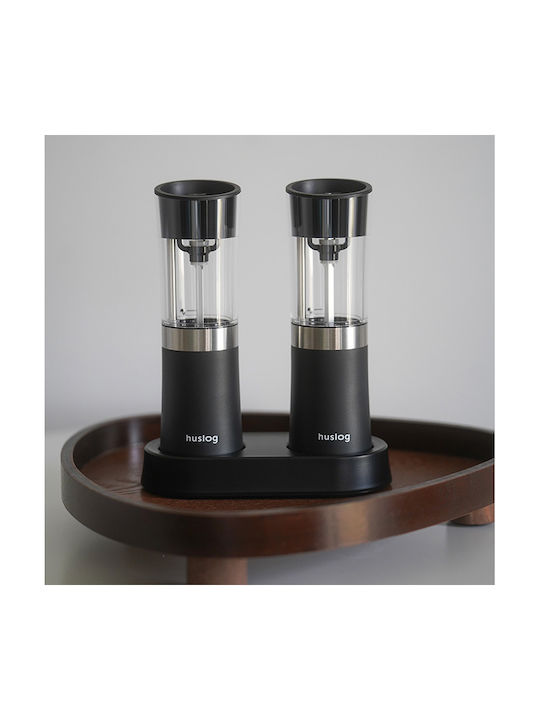 Huslog Electric Set Spice Mills made of Glass in Black Color 1pcs