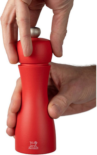 Peugeot Tahiti Manual Pepper Mill Wooden in Red Color 15cm