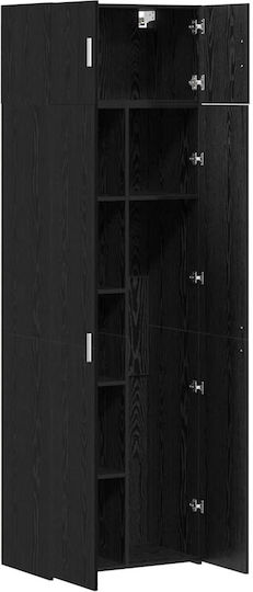 Wohnzimmer Nische aus Spanplatte Schwarze Eiche 70x42.5x225cm